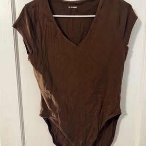 Old Navy Women's Deep Brown V-Neck Bodysuit
